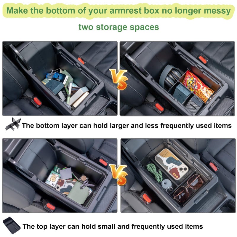 PIMCAR 3-Piece Honda CRV 2023-2025 Center Console Organizer Set | Custom Fit Armrest Tray, Hidden Storage Box & Armrest Dividers | Durable ABS Material Car Accessories - Image 4